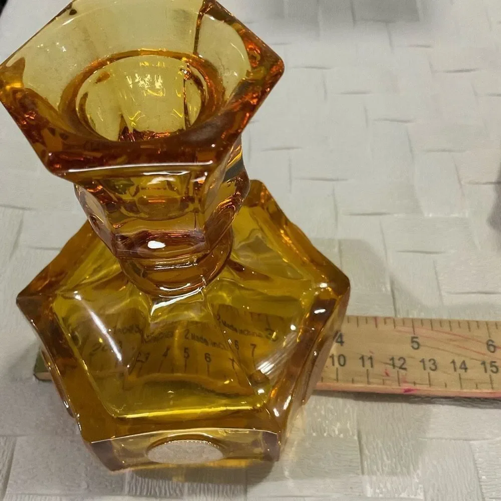 Set of 2 Vintage Amber Fostoria Coin Glass Candle Stick Holders 5” 4.5 INCH TALL